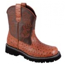 Ladies "Roper" Chunk Ostrich Boots - Brown
