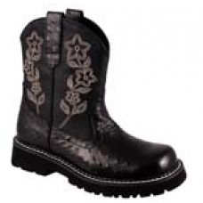 Ladies "Roper" Chunk Ostrich Boots - Black